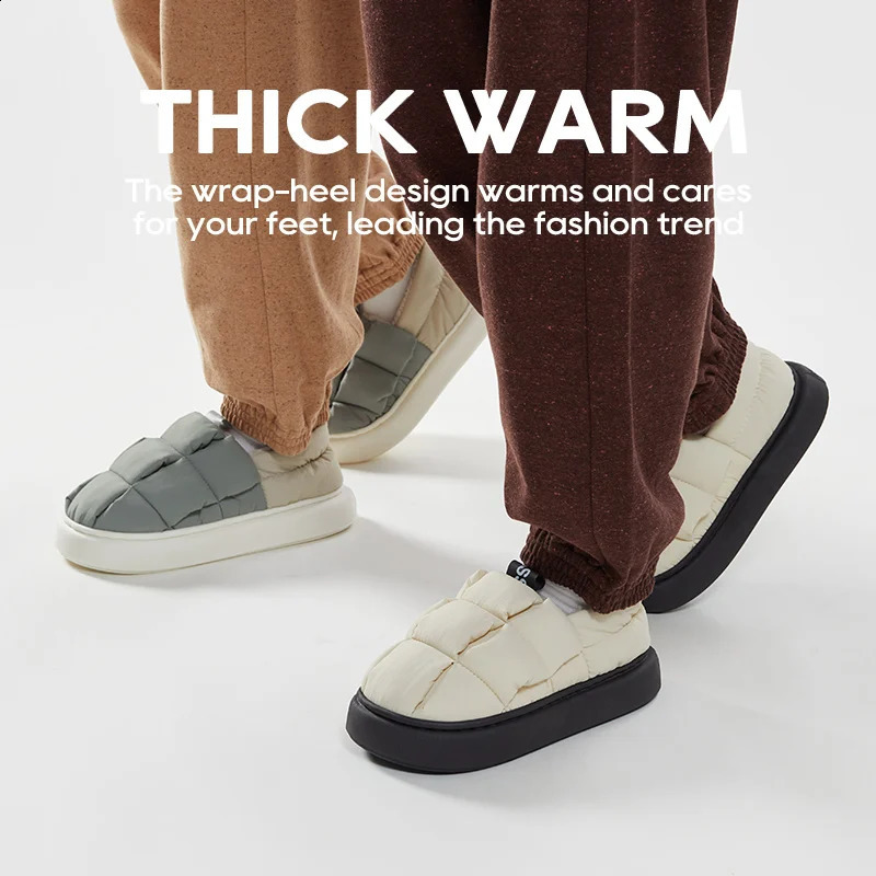 UTUNE Winter Women Boots Thick Sole Plush Home Men Slipper Warm Soft Waterproof Indoor Platform Outdoor Shoes Plus Size 29cm 240910