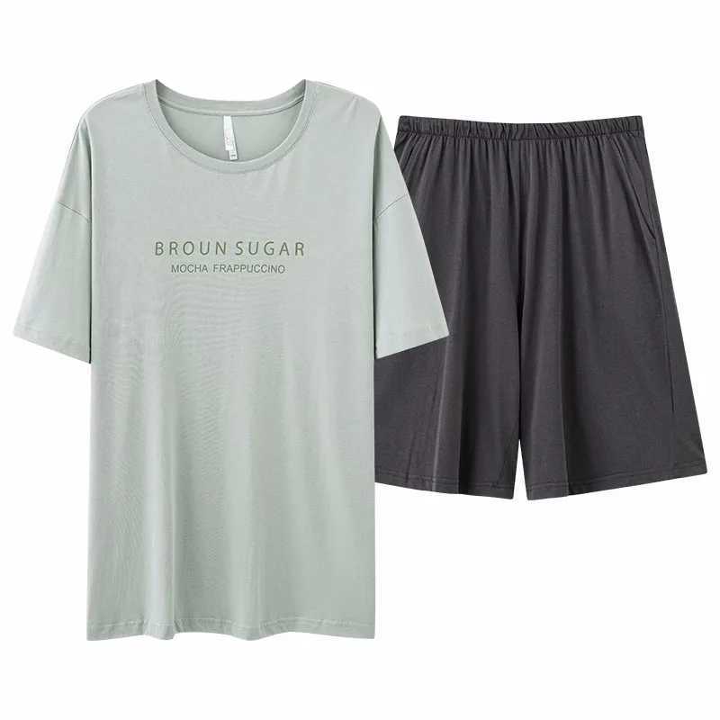 Plus Size 4XL 5XL Summer Modal Home Wear Set Men Pajamas Sets Soft Sleep Wear Short Sleeve Top and Shorts Breathable Pyjamas Y240913