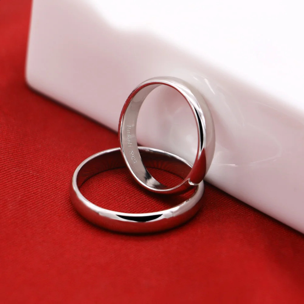 Fashionable couple ring 925 sterling silver smooth n ring Simple silver anniversary gift silver jewelry 240912