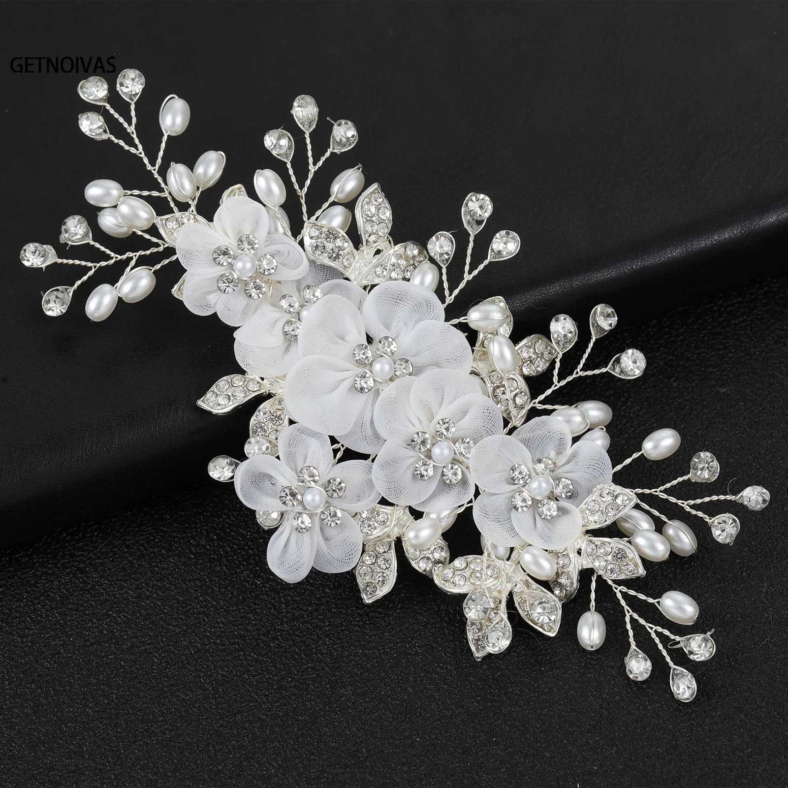 Bridal Crystal Pearl White Flower Hair Clip Floral Style Barrette Bride Hair Jewelry Bridesmaid Wedding Hair AccessoriesX240913