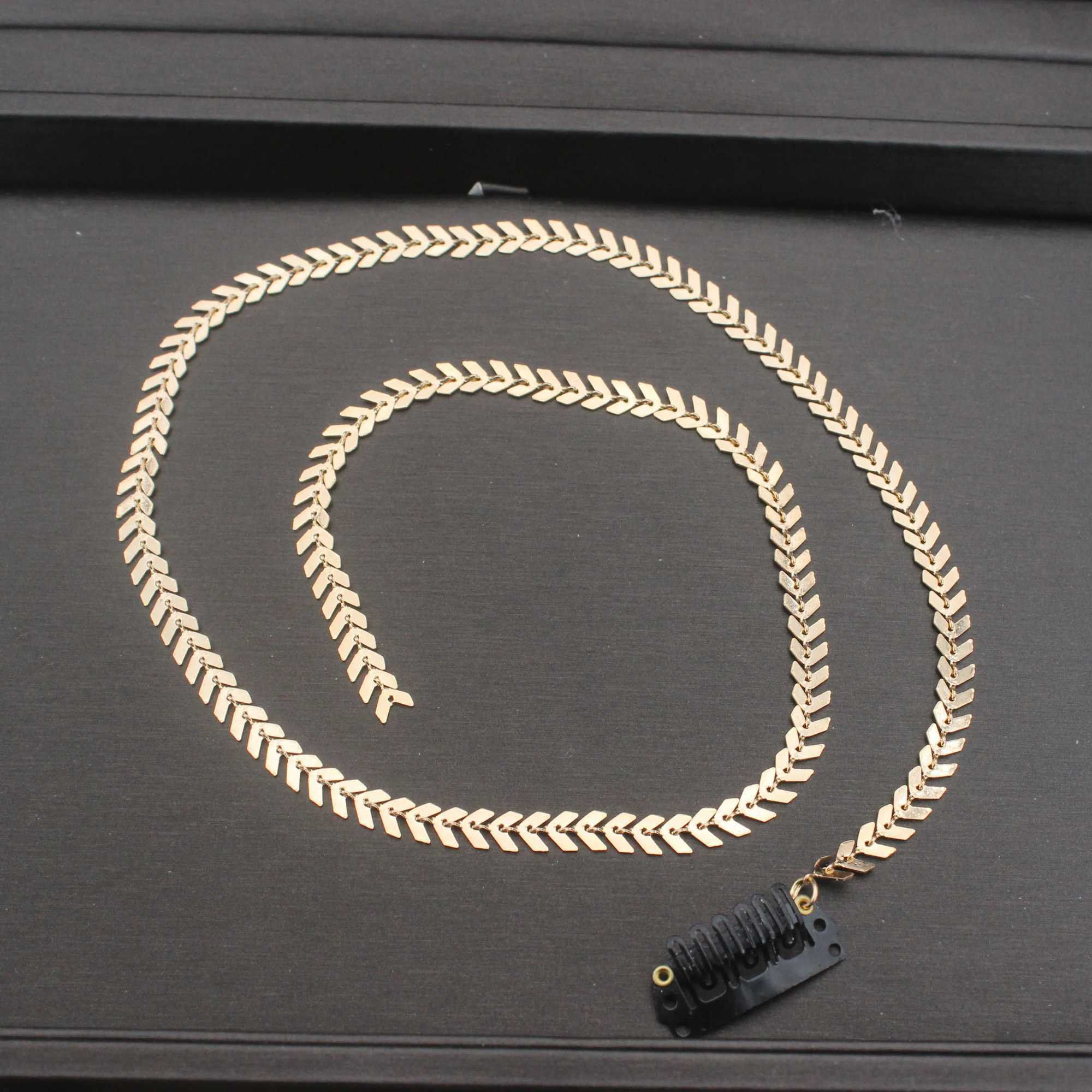 Gold Color Copper Chain Hairpins for Women Tassel Hair Clips Barrettes Braided Headband Ponytail Hair Accessories HeadwearX240913