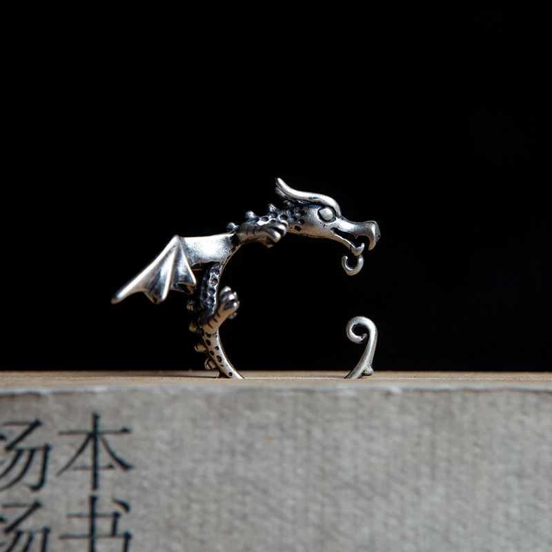 Vikings Style 925 Sterling Silver Dragon Vintage Ear Bone Clip Cuffs Earrings For Women Men No Piercing Fake Cartilage EarringsX240913