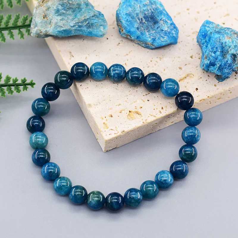 Reiki Blue Apatite Bead Bracelet for Men Natural Stone Blood Circulation Stimulating Enthusiastic Health Care Jewelry W240913