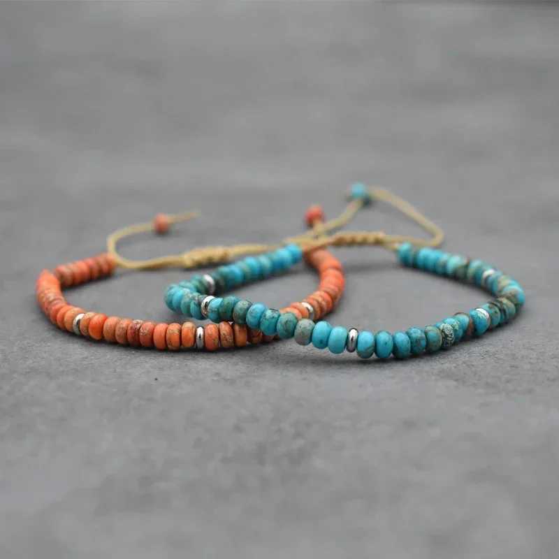 Natural stone bead woven bracelet small Labrador agate bracelet mens handmade yoga bracelet adjustable jewelry W240913