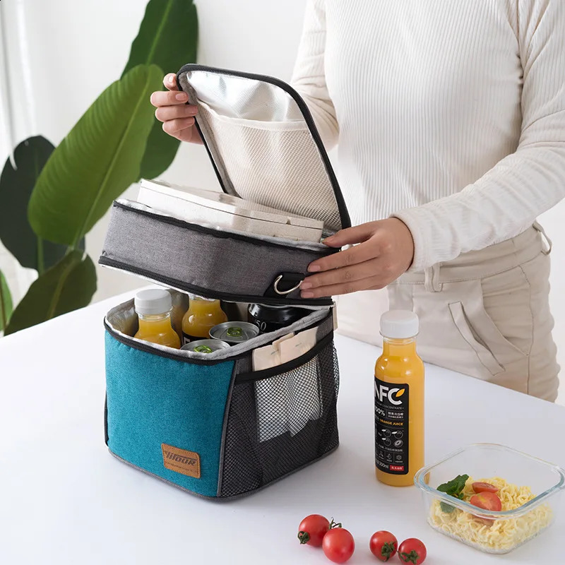 Large capacity insulated lunch cooler bag portable folding picnic beer ice pack food preservation container 240910
