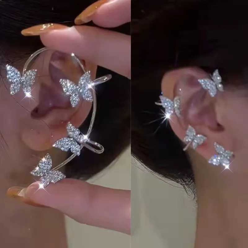 Korean Style Butterfly Ear Clips Without Piercing For Women Sparkling Zircon Ear Cuff Clip Earrings Wedding Party Jewelry GiftsX240913