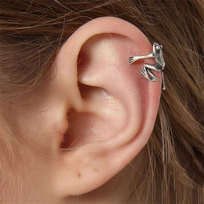 YIZIZAI 925 Sterling Silver Realistic Animal Frog Ear Cuffs For Women Men No Piercing Fake Cartilage Earrings Ear Bone Clip StudX240913