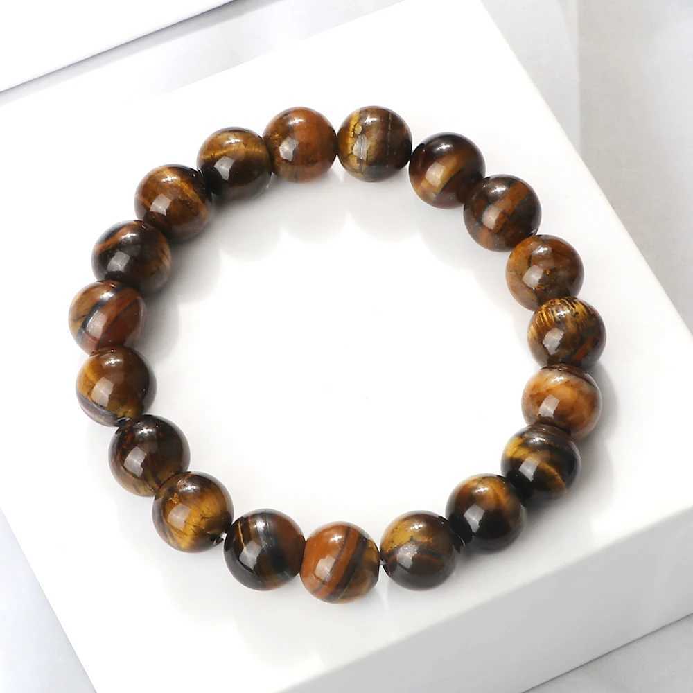 Fashionable natural stone bead tiger eye bracelet handmade elastic mens Buddha bracelet for yoga meditation jewelry Homme 6mm 8mm 10mm W240913