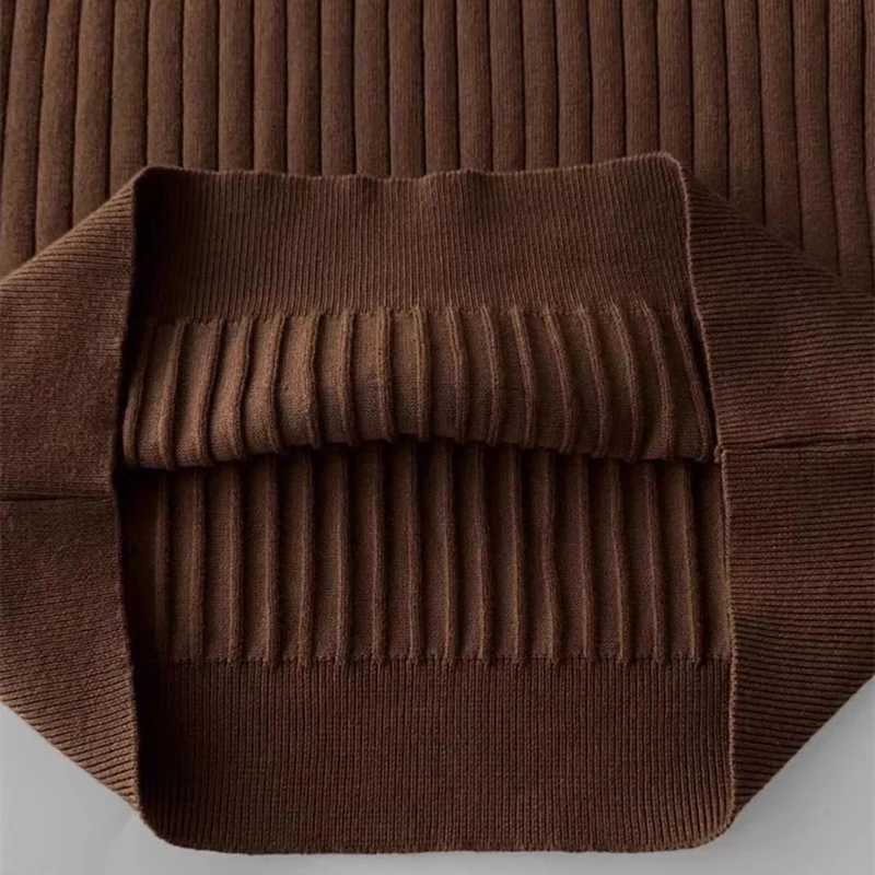 Spring and Autumn Mens Luxury Knitted Polo Shirt Solid Stripe Collar Jacquard Casual Long Sleeve T-shirt Mens Top Knitted Top W240913