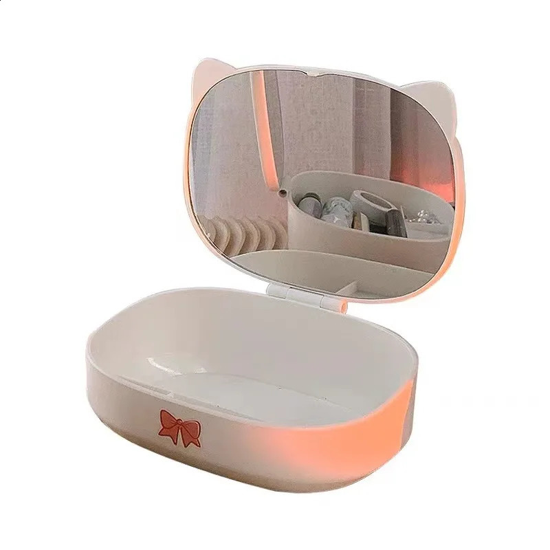 Makeup Organizer with Mirror Large Capacity Jewelry Rack Cosmetic Organizer Skincare Lipstick Cosmetic Storage Box Vanity Mirror 240905