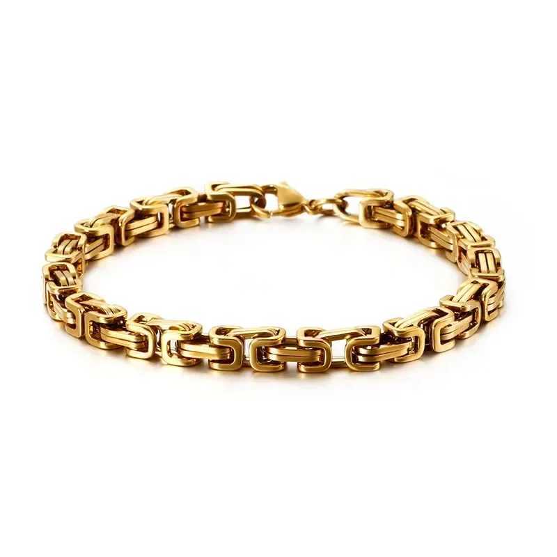 Korean fashion 18k Gold color Silver Plated exquisite 5MM Chain Bracelets for Men Charm Women Jewelry Wedding Party Holiday giftX240913