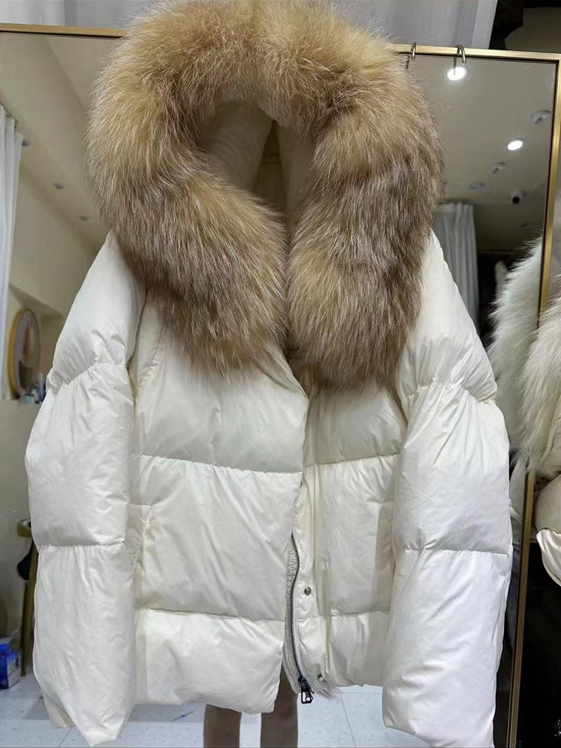 24 new fur collar duck down women's fashion high-end real sier fox bread jacket