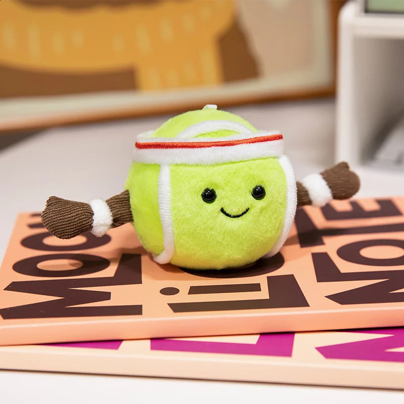 Jelly Cat Fun Sports Tennis Doll Cute Plush Doll School Bag Pendant Family Bedroom Doll Decoration Holiday Gift 240904