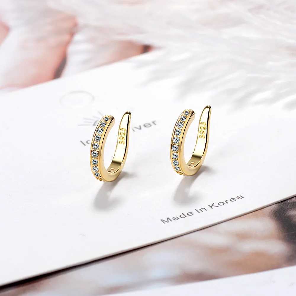 Genuine 925 Sterling Silver Sweet Dazzling CZ Ear Cuff Clip Earring For Women Piercing Earing Jewelry Gift DE0082X240913