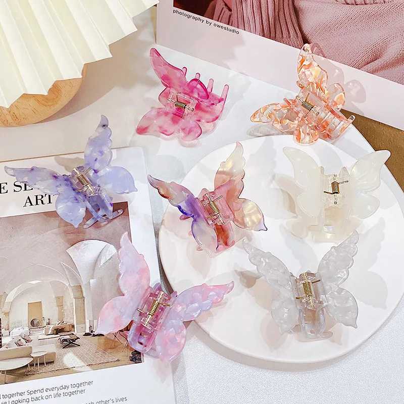 Women High Quality Acetate Colorful Butterfly Hair Claws Elegant Hair Decorate Hairpins Long Hair Hold Headband Hair AccessoriesX240912