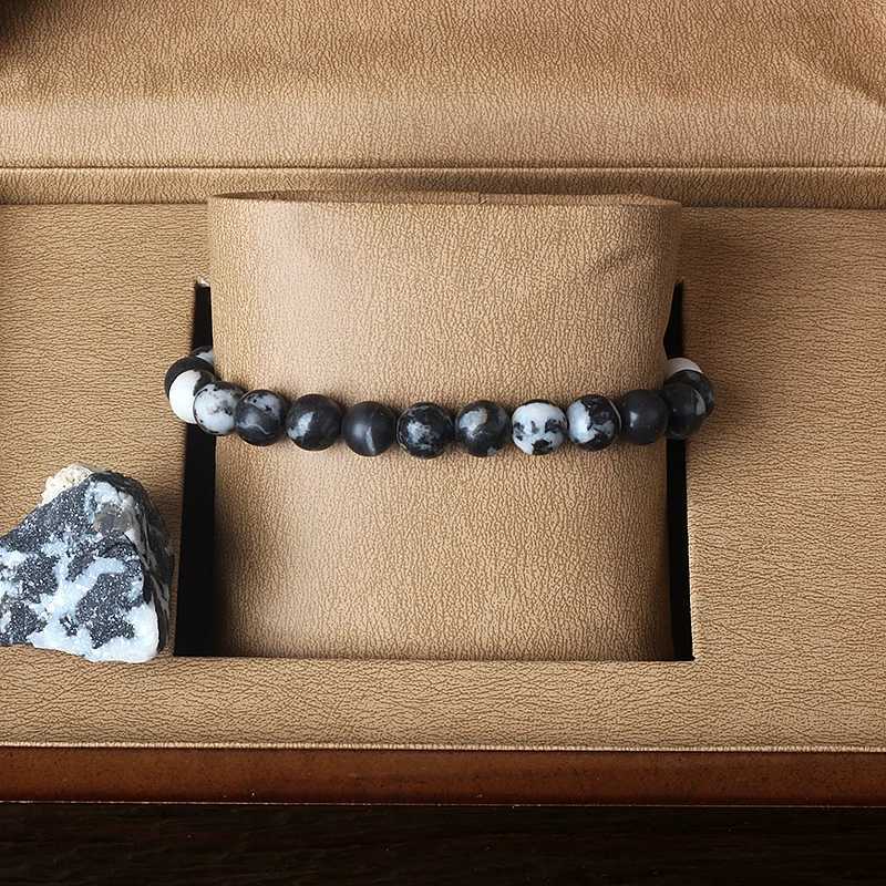 Black and white zebra jade bracelet mens natural stone beads yoga meditation pink zebra energy jade jewelry Pulsera W240913