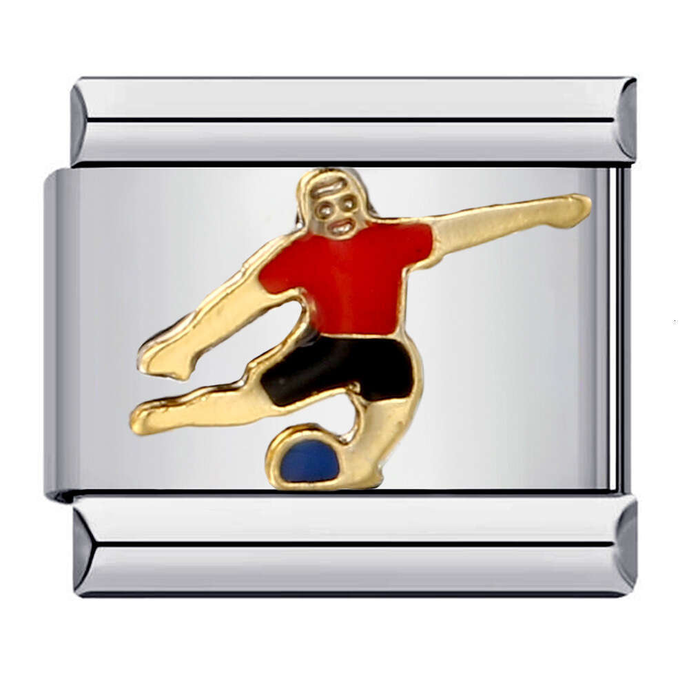 New Titanium Steel Gold Plated Welding Pattern DIY Module Italian Charm Bracelet Links Stainless Fit 9Mm Jewelry Making Gifts