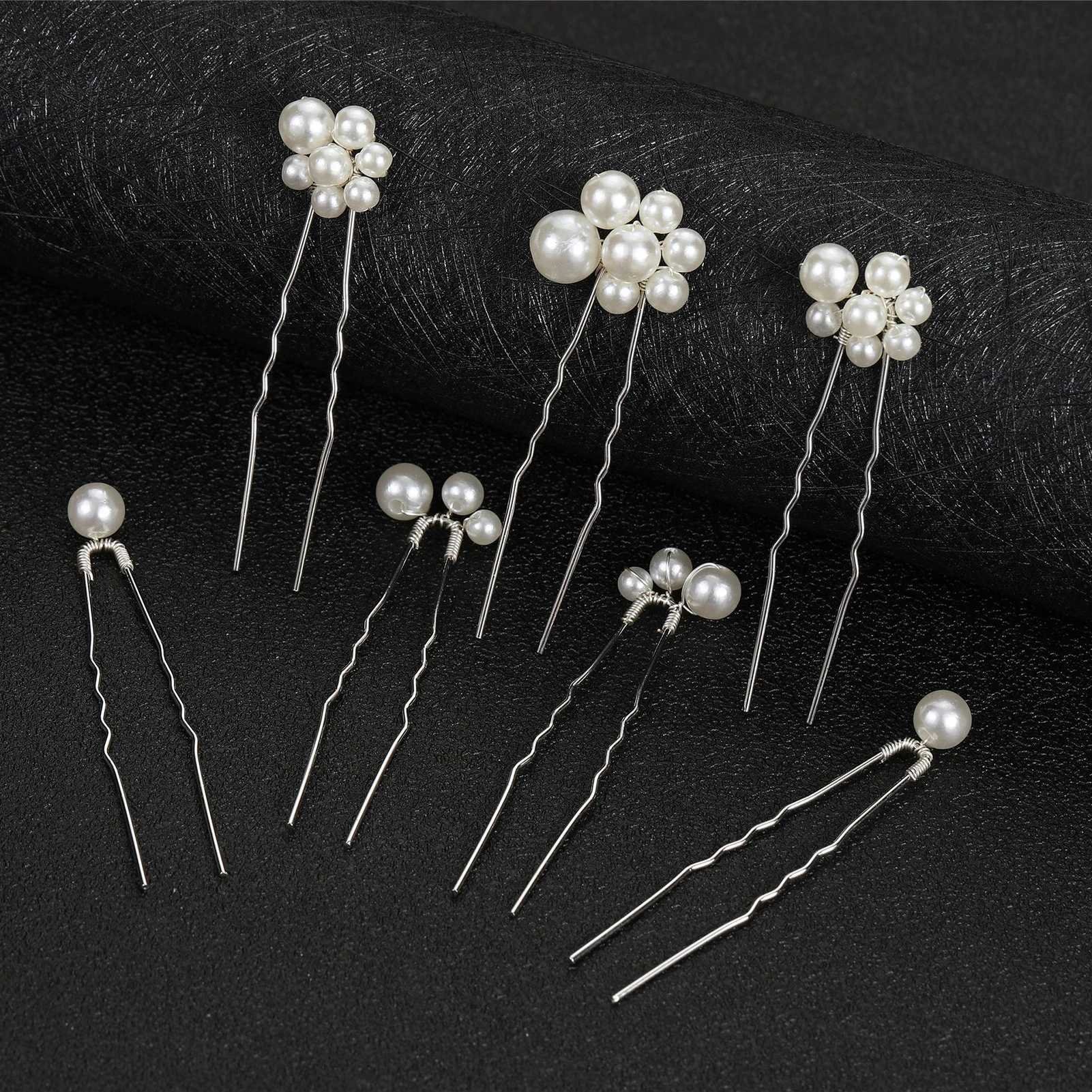 7pcs Pearl U-shape Hairpin Fashion Tiaras Wedding Hair Accessories For Women Simple Bridal Marrige Hair Jewelry Marriage BijouxX240913