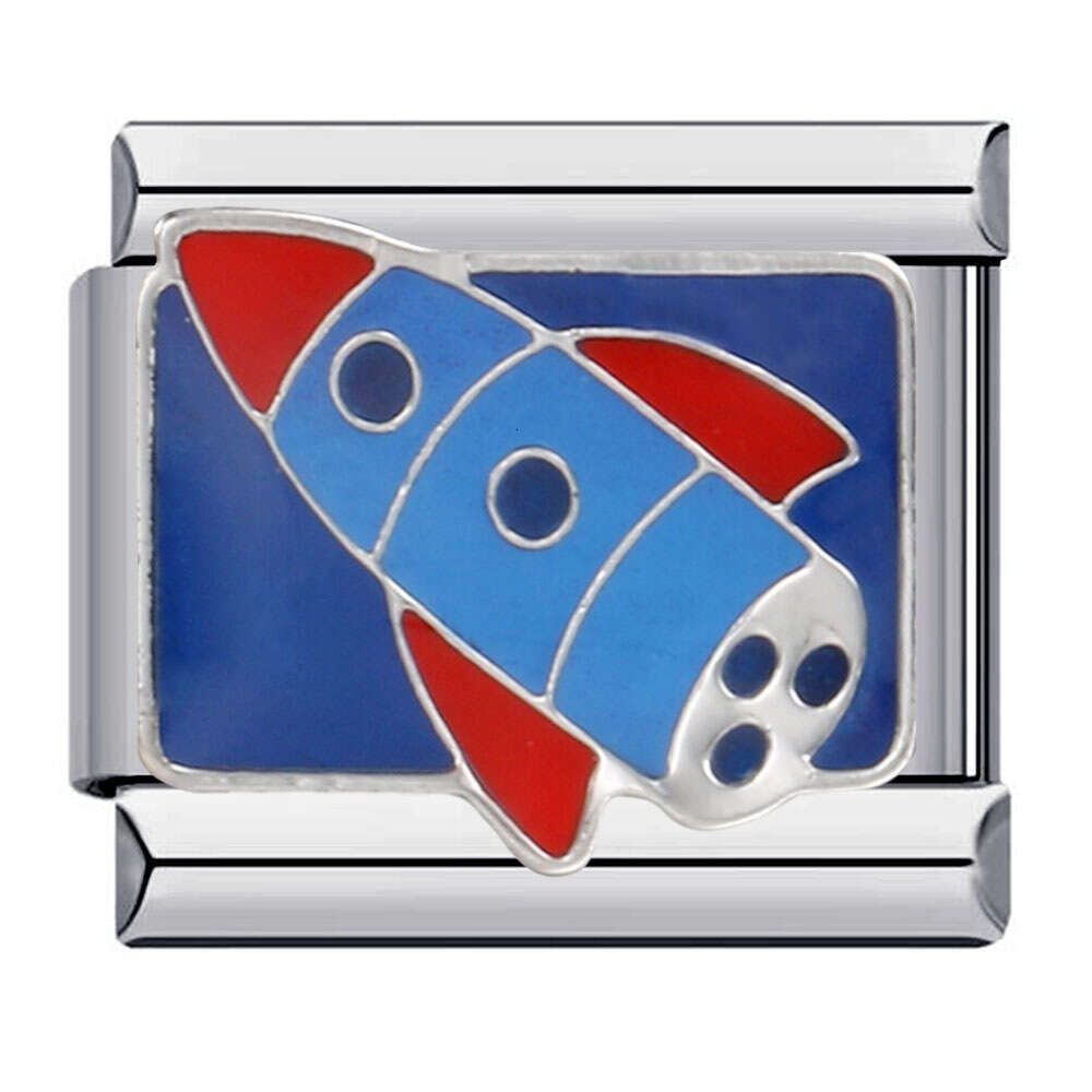 New Transportation Element Bead Titanium Steel Welding Pattern Enamel DIY Bracelet Accessories Italian Charm Links Fit 9Mm Bracelet Jewelry DIY Making