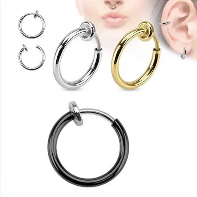 Fashion Personality Colors Clip on Nose Lip Ear Fake Stud Earrings Punk Goth Septum False Hoop Navel Body Ear clip JewelryX240913