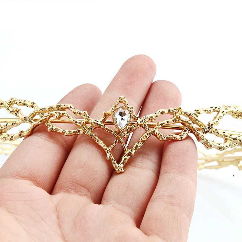 Movie King Round Elves Crown Tiara Women Waterdrop Zircon Headband Bridal Hair Accessories Gifts Jewelry Wedding HeadwearX240913