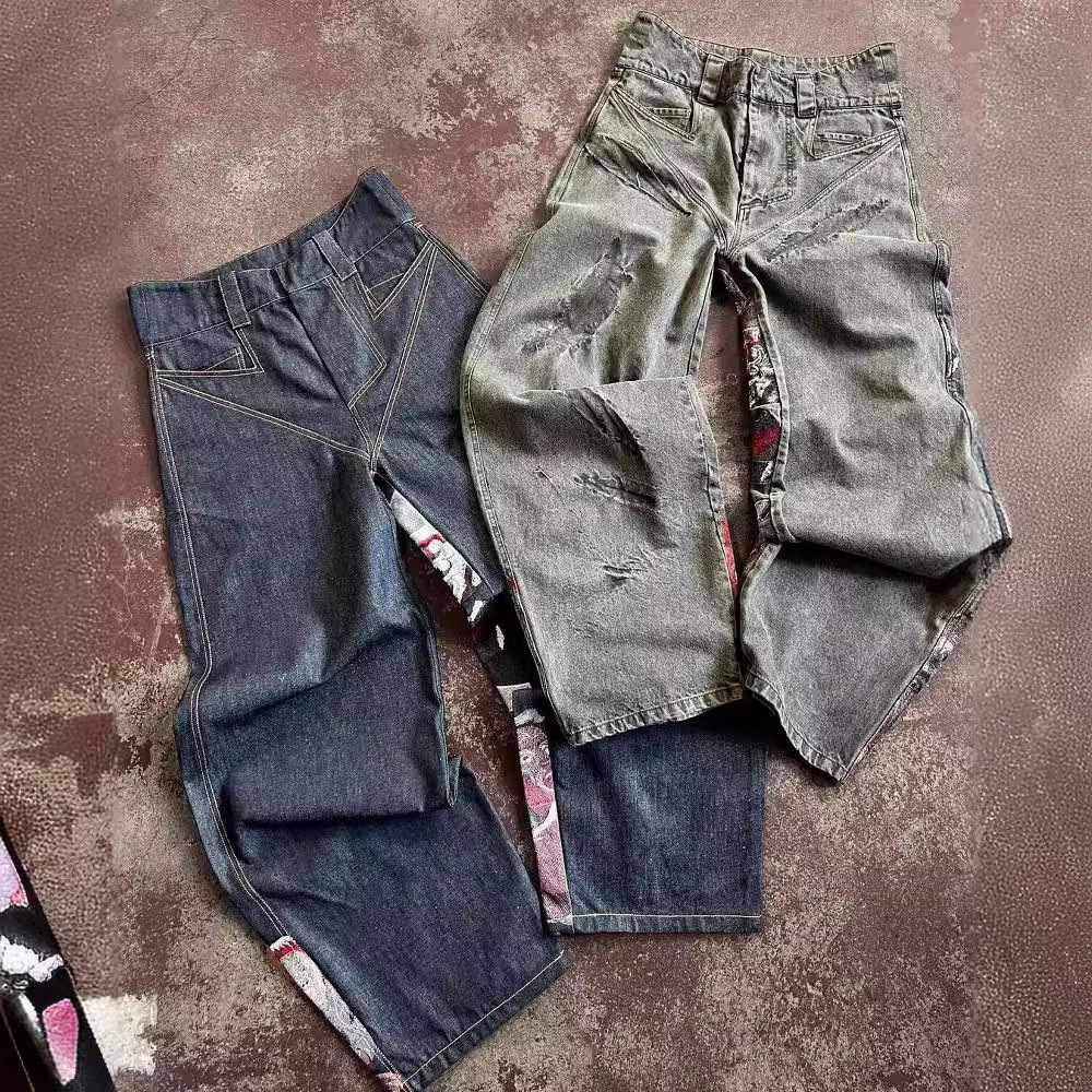 Men's Vintage Street Style Hip Hop Gothic Baggy Jeans Y2K Loose