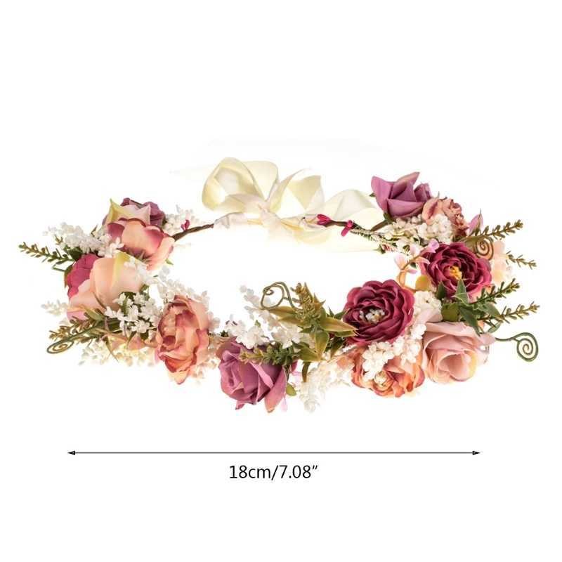 Dry Flower Headband Handmade Adjustable Garland Headband Flower Crown Garland Headgear Wedding Holiday PartyX240913