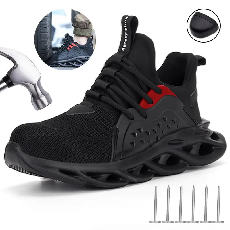 2025 new Quality Safety Men Rotary Buckle Work Shoes Air Cushion Indestructible Sneakers Puncture-Proof Security Boots Protective 240904