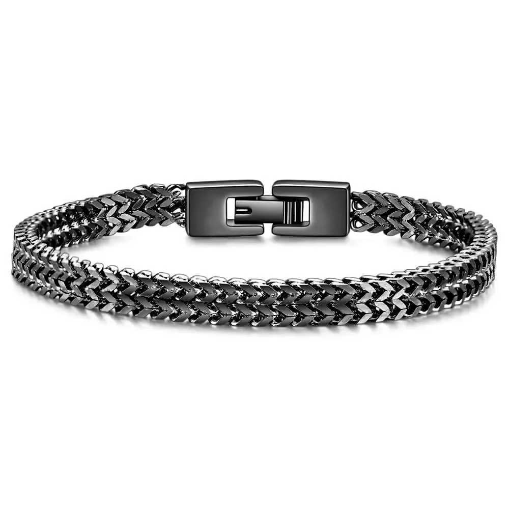 Fashion jewelry trendy mens hip-hop RapCap stainless steel 6MM keel snake chain bracelet mens fashion titanium steel braceletX240913