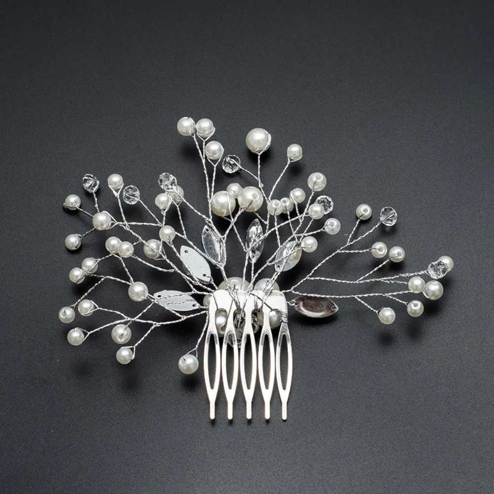1PC Pearl Women Hair Pin Wedding Hair Accessories Hair Combs Rhinestone Tiara Clips Crystal Crown Bride Bridesmaid Hair JewelryX240913