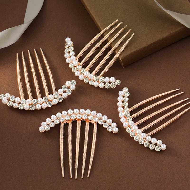 Elegant Luxury Pearl Crystal Hair Combs Pin Women Elegant Bun Decor Wedding Bridal Hair Claw Clips Hair Jewelry AccessoriesX240913