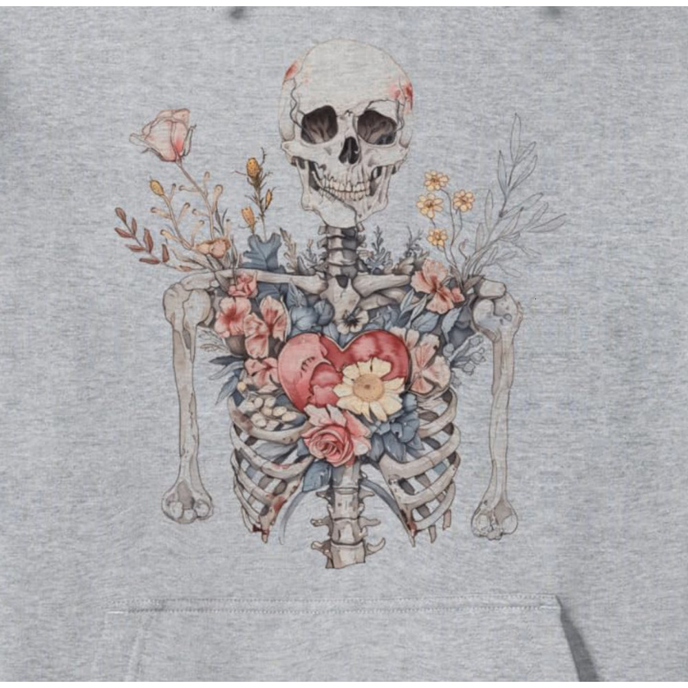Hoodie for Mens Womens Skeleton Flower Anatomy Biology Heart Love Graphic Pullover Hoodie Graphic Hoodies sweatshirt Pullover Long Sleeve