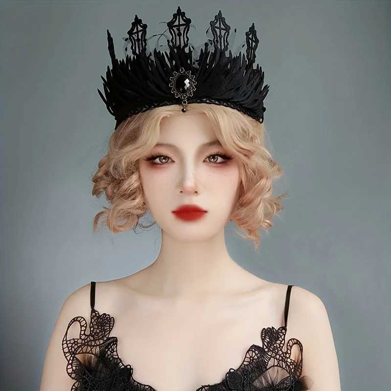 Tiaras 1PC Vintage Crown Halloween Makeup Ball King Princess Witch Head Gothic Style Accessories Headwear H240913
