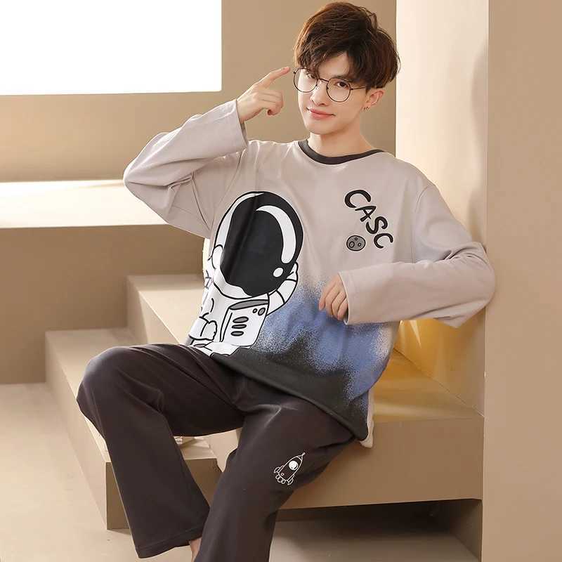 Cotton Pajamas Set For Men Korean Fashion Nightwear Pjs Plus Size 3XL Home Suit Male Pijamas Sleeping Tops Home Clothes Homme Y240913