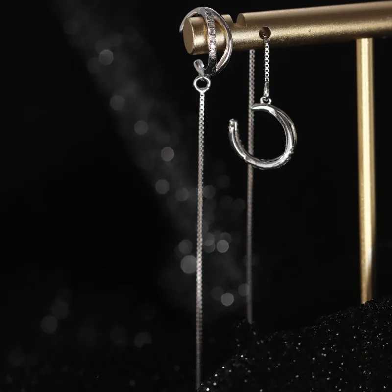 MOVESKI 925 Sterling Silver Korean Simple Ear Chain Ear Bone Clip Earrings Women Fashion Wedding Party Jewelry GiftX240913