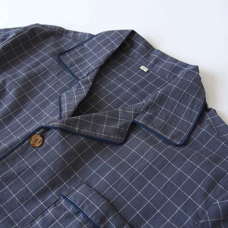 Mens Shorts Pajamas Suit for Summer Thin Short-sleeved Shorts Cotton Simple Plaid Design Pantalon Pijama Hombre Mens Sleepwear Y240913