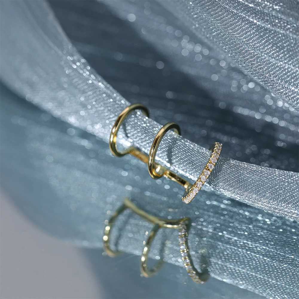 Aide 925 Sterling Silver Sparkling Zircons Long Chain Tassel Clip Earrings For Women Elegant Wedding Party Jewelry Ear Cuff 1PCX240913