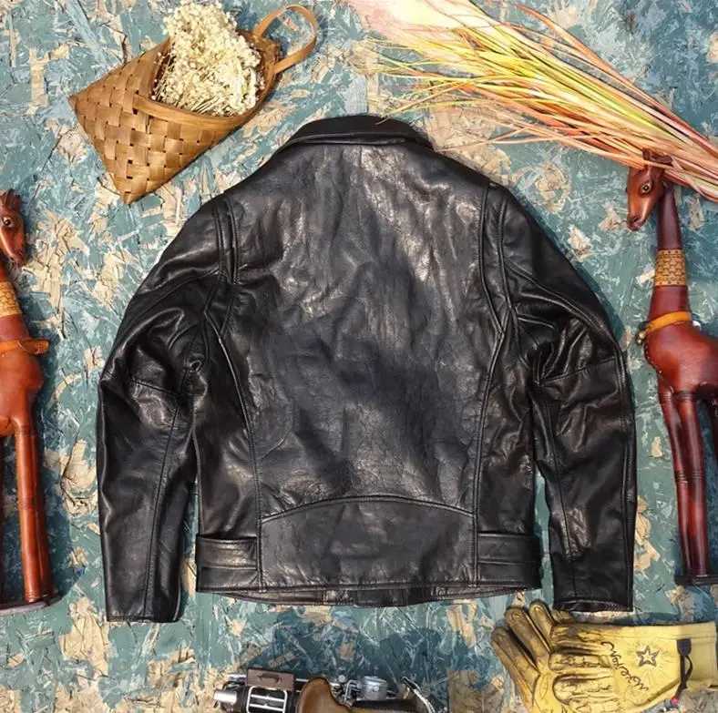 YR!Free shipping.Classic 613 motor rider style genuine leather jacket.Men quality tanned goatskin coat.Cool Horse leather clothX240913