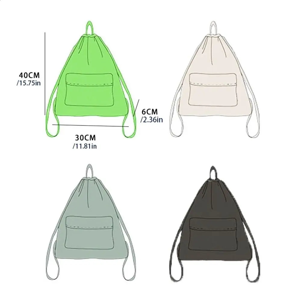Korean Style Drawstring Backpack Commute Portable Type Nylon Backpack Niche Large Capacity Fabric Shoulder Bag 240912