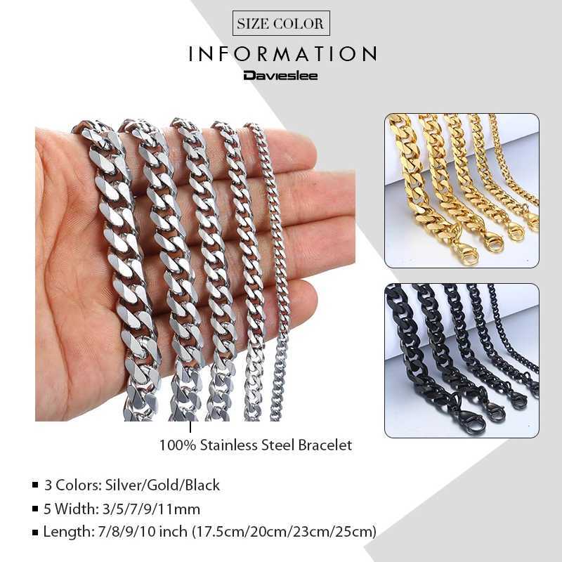 Bracelet for Men Women Curb Cuban Link Chain Stainless Steel Mens Womens Bracelets Chains Davieslee Jewelry for Men DLKBM05X240913
