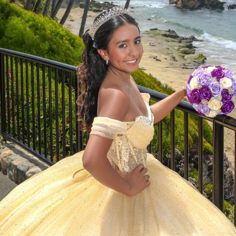 Yellow Princess Ball Gown Quinceanera Dresses 2025 Off Shoulder Beaded Crystals Tull Sweet 16 Birthday Party Lace-Up Vestid Vestidos 15 De Anos