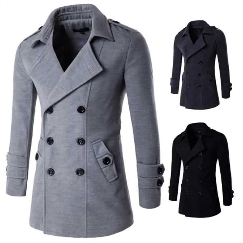 Men British Style Trench Top Coat Mens Long Trench Coat Masculino Male Clothing Classic Double Breasted Overcoat Y240913