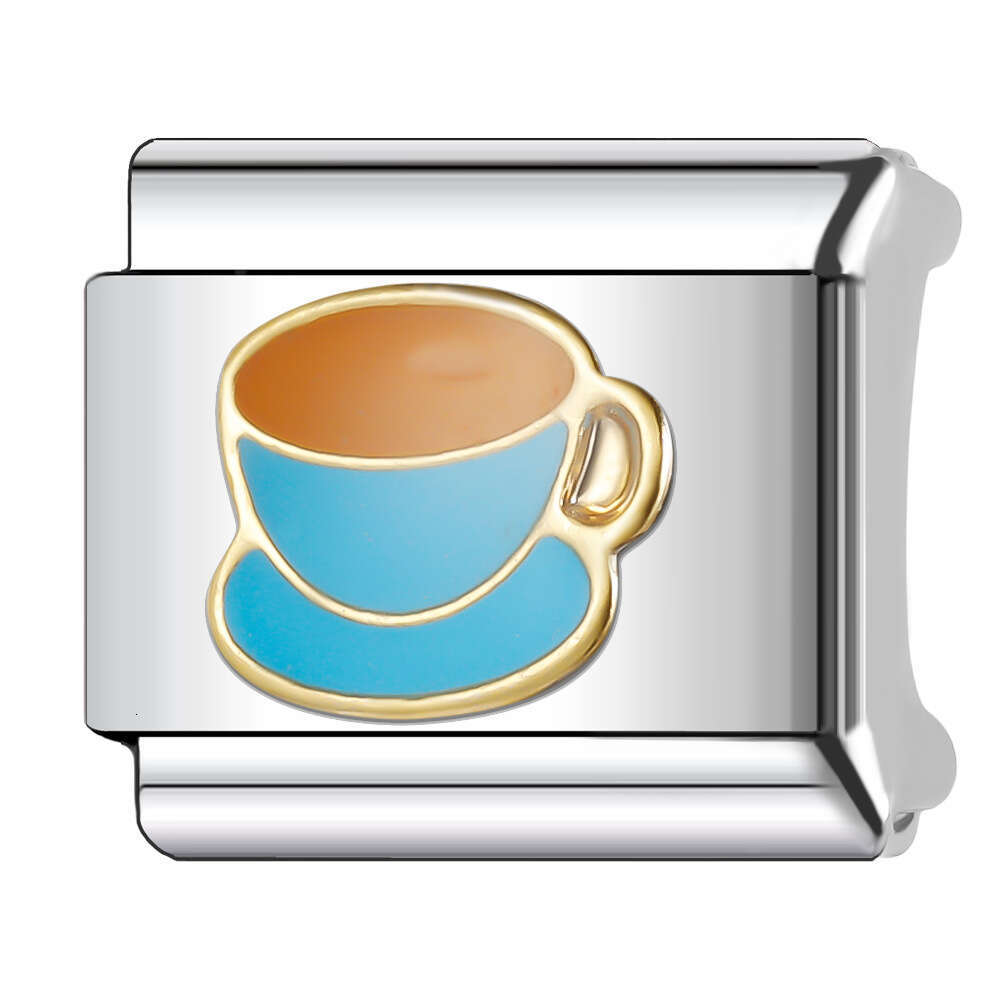 2024 New Women's Gift Grilled chicken burger Bead Italian Charms Links Beads Fit 9Mm Stainless Steel Bracelet DIY Making Jewelry