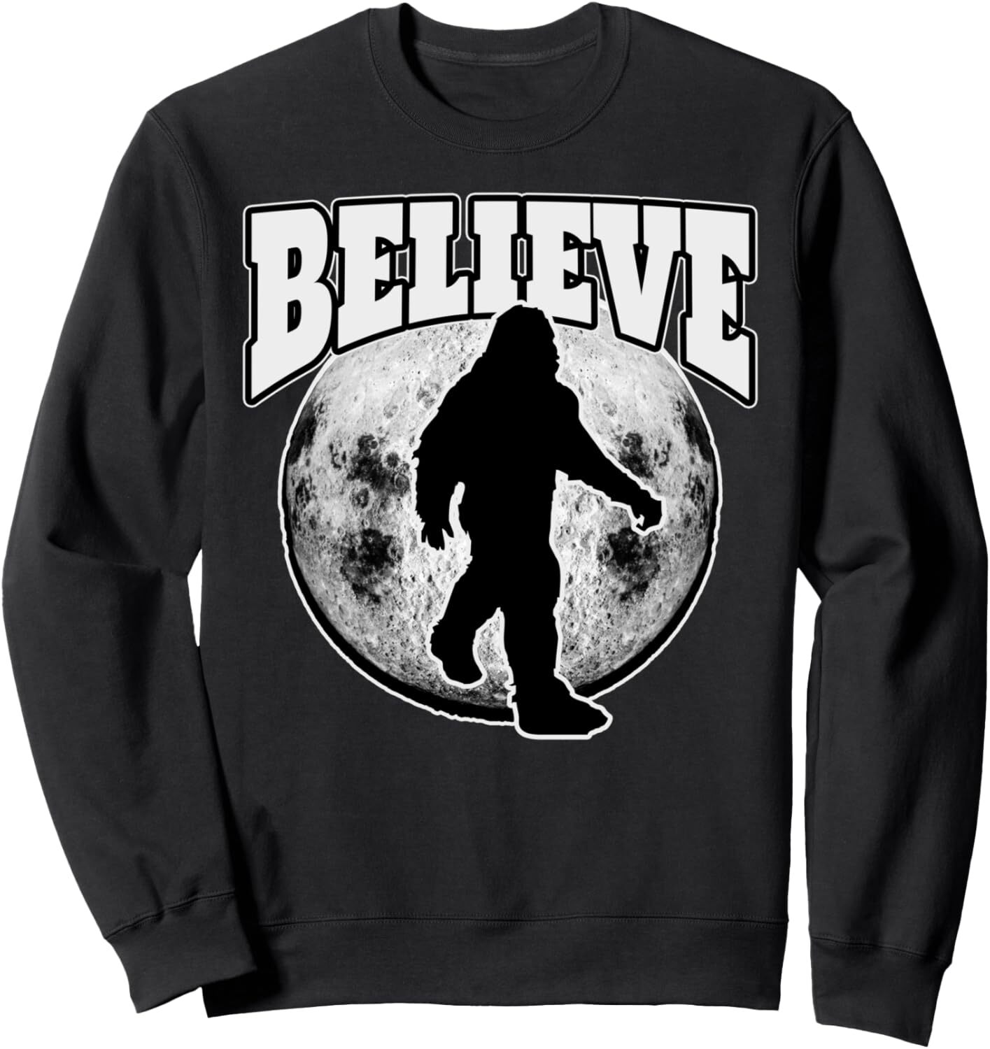 Long Sleeve Shirts for Men sweatshirt Believe Big Foot Walking In Front Of The Moon Funny Sweatshirt Tee Streetwear Casual tops clothes