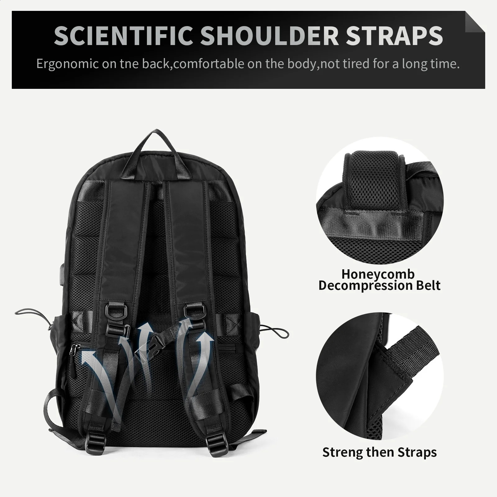 Black Carry on Backpack for Men Women Waterproof College Lightweight Small Laptop Travel Hiking Casual Daypack y240919