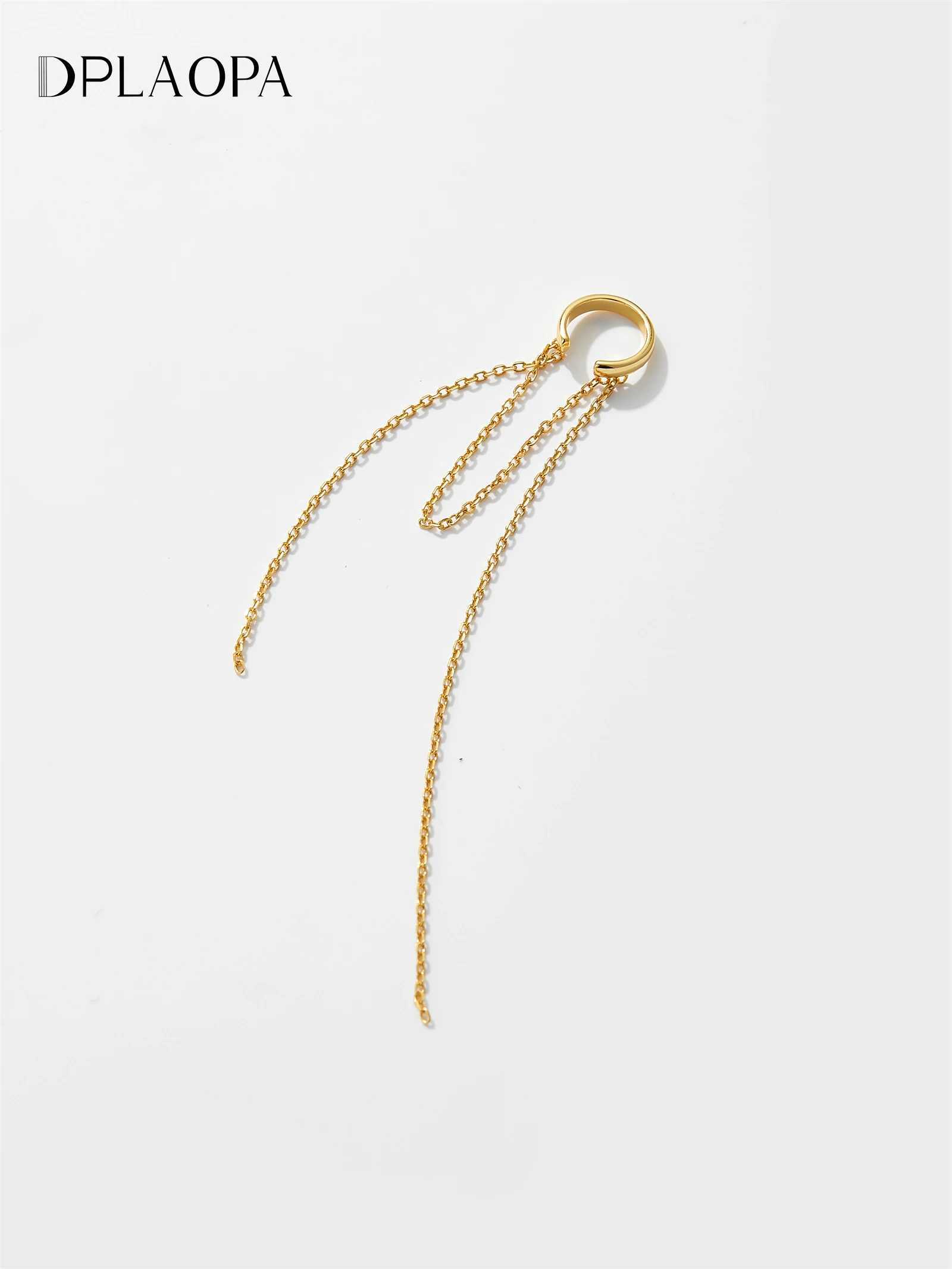 DPLAOPA 925 Sterling Silver Long Single Chain Earcuff Cuff No Piercing Clips 2024 Women Trend Fine Luxury Jewelry GiftX240913