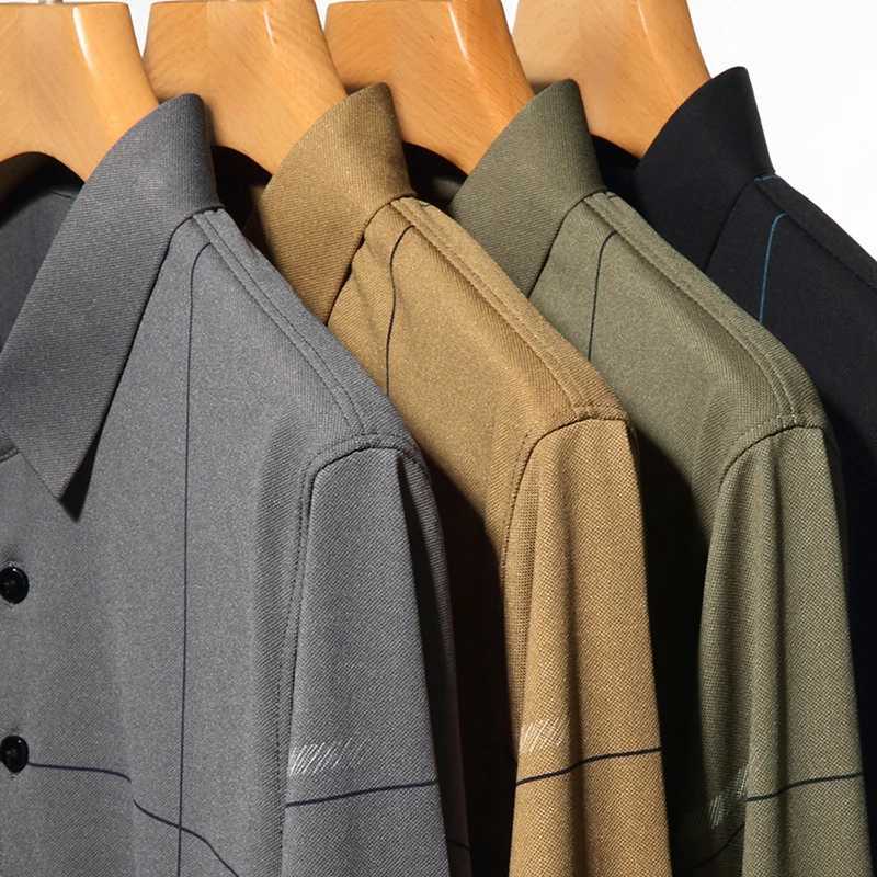 New mens polo shirt business autumn T-shirt long sleeved casual mens polo shirt slim fit Korean clothing button up shirt W240913