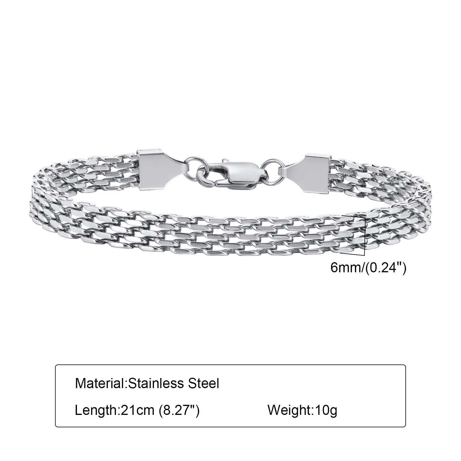 Mens Basic 6mm Mesh Link Chain Bracelets JewelryWaterproof Stainless Steel Italian Chains Wristband Gifts to Him17/19/21CMX240913