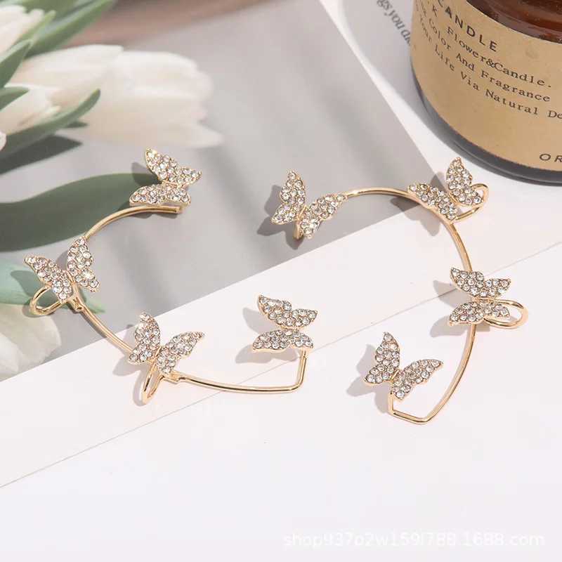 Korean Style Butterfly Ear Clips Without Piercing For Women Sparkling Zircon Ear Cuff Clip Earrings Wedding Party Jewelry GiftsX240913