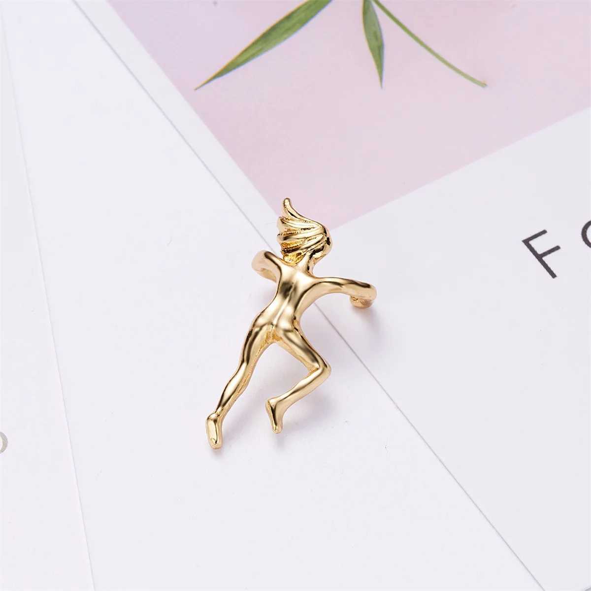 1PC Gold Color Silver Color Figure Shaped Earrings Ear Clip Climbing Climber Ear Cuff Non Pierced Ear Clip Cartilage EarringsX240913